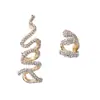Pendientes Asimétricos de Aleación con Diamantes Completos en Forma de Serpiente Retorcida Estilo Fresco de Moda Exquisito Transfronterizo Pendientes para Mujer