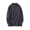 Camiseta de manga larga para hombre, otoño e invierno, cuello alto medio, terciopelo de doble cara, ropa interior informal, jersey de color sólido cálido, camisa de corte entallado