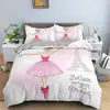 Ropa de cama de poliéster con estampado digital 3D de dibujos animados de niña de ballet, tres piezas, transfronteriza, venta caliente en Amazon