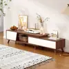 Mueble de TV con patas de madera maciza nórdica, mesa de café y mueble de TV combinados simples y modernos para apartamentos pequeños, mueble de TV extensible para sala de estar