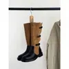 Botas de montar altas vintage de color negro bloqueado para mujer, otoño e invierno, con hebilla de cinturón, tacón grueso, alargan las piernas, por encima de la rodilla, botas largas de nicho