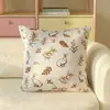 Cojín decorativo floral fresco estilo japonés, cojín cuadrado para sofá de sala de estar estilo ins, cojín lumbar cuadrado para cabecera de cama