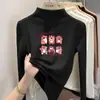 Y2336# T-shirt base quente de veludo alemão para meninas, nova T-shirt de manga comprida com gola semi-alta para primavera e outono, jaqueta interna