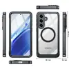 Adecuado para Samsung Galaxy S26FE, funda de teléfono transparente con vidrio templado, cobertura total, funda de teléfono magnética MagSafe.