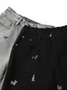 Shorts Jeans Masculino Tendência com Bordado de Cachorro, Verão Solto High Street Estilo Retro Americano, Calça Casual Juvenil