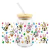 Mickey Mouse Transfer UV DTF Cristal Transparente Copo de Vidro com Adesivo 16oz Especial À Prova d'Água Resistente a Arranhões Atacado Transfronteiriço