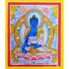 Exquisito thangka de Manjushri pintado a mano con pan de plata, Dios Amarillo de la Riqueza del Tíbet y Nepal, pantalla de mesa pintada a mano del Buda de la Medicina y Mahakala
