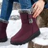 Botas de Algodón para Mujer de Invierno a Media Pantorrilla Forro Engrosado que Conserva el Calor Suela con Banda de Rodadura Antideslizante Distribución de Comercio Electrónico Botas de Invierno Impermeables Resistentes al Frío