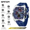 Reloj Deportivo Sanda de Doble Pantalla para Estudiantes de Secundaria, Montañismo al Aire Libre, Hora Mundial, Resistente al Agua, Cuenta Atrás, Versátil, Elegante Reloj Electrónico