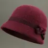 Sombrero de Lana de Invierno para Personas de Mediana Edad y Mayores, Sombrero de Cubo Cálido y a Prueba de Viento de Ala Ancha para Señoras Mayores, Abuelas, Sombrero de Punto de Pelo de Conejo