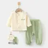 Set de Muselina para Bebé, Ropa de Casa para Bebé, Conjunto de Camiseta de Manga Larga de Doble Capa de Algodón Puro y Pantalones, Ropa de Verano con Aire Acondicionado para Niños y Niñas