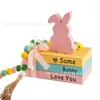 Decoración de Pascua para el Hogar de Nuevo Producto Transfronterizo Conejito de Pascua Adornos de Madera para Mesa Decoración Estilo Granja Rústica
