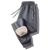 Otoño e Invierno Pantalones Casuales de Forro Polar de Cordero para Hombre con Bolsillo con Cremallera Grueso Talla Grande Suelto Cubre Carne Cálido
