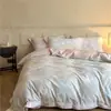 Conjunto de cama de quatro peças, espesso, 100% algodão, escovado, com 60 peças, apresentando um padrão floral francês vintage de algodão puro, adequado para outono e inverno
