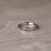 Anel de Casal Simples Linha Zircônia Prata de Lei S925 Dia dos Namorados Chinês Design Recortado Personalizado Anel Vivo Masculino e Feminino