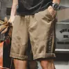 Pantalones cortos de trabajo para hombre, corte holgado estilo japonés, casual vintage de verano estilo americano, pantalones cortos resistentes de moda para hombre de talla grande