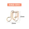 Clips de papel de notas musicales de dibujos animados, clips de papel con forma de elemento musical, clips de papel electrochapados en oro rosa, suministros de papelería para oficina