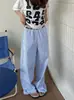 Pantalones Casuales a Cuadros Estilo Hip Hop Retro para Mujer Verano Cinturilla con Letras Patchwork Adelgazantes Anchos Simples Pantalones de Jazz