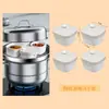 Cuenco pequeño de cerámica para cocinar al vapor con tapa, Olla pequeña para cocinar al vapor casera para verduras, carne y flan de huevo, Cuenco cuadrado pequeño para salsa y aperitivos