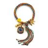 Cuerda de Mano Tibetana Thangka Cuerda de Algodón Enrollada a Mano Pulsera Trenzada Ojo del Dios de la Riqueza de Cinco Vías Zakiram Tara Verde Perla Thangka