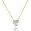 Terno feminino com zircônia esmeralda europeia e americana, com pulseira e anel em formato de coração, corrente para clavícula