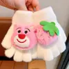 Nuevos Guantes de Cinco Dedos de Dibujos Animados de Oso Fresa Lindos Guantes para Niños Protección Contra el Frío Invernal y Calidez para Niños y Niñas Dedos de Bebé