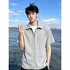 Camiseta Polo de color gris claro liso, moderna y a la moda, de manga corta para hombre, nuevo top holgado de pullover de verano 2026