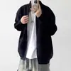 Elegante suéter cinza com zíper para homens, tamanho grande, primavera/outono, gola semi-alta, cardigã de malha, jaqueta casual para ombros