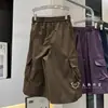 Pantalones casuales funcionales de trabajo estilo montaña para mujer con cintura elástica y cordón, pantalón-falda cropped 13426