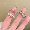 Anillo Abierto de Copo de Nieve de Doble Capa con Circonita y Perla para Mujer, Anillo de Dedo Índice de Lujo de Alta Gama, Diseño de Nicho, Anillo Exquisito