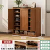 Zapatero para entrada de casa, zapatero multicapa a prueba de polvo, almacenamiento de gran capacidad para recibidor interior, zapatero simple de madera maciza hecho de nan bambú