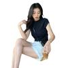 Envío Gratis Hombro Derecho Francés Textura Fresca Moda Ajustado Camiseta Top Suéter de Punto para Mujer Elegante Una Pieza Envío Directo