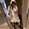 Cardigã de Tricô Grosso com Capuz para Mulheres, Novo Estilo Outono e Inverno 2026, Casaco Suéter Solto Canelado, Roupas Femininas de Comércio Exterior