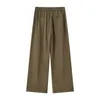 Calça casual de cor sólida, caimento cleanfit, estilo americano, com design moderno de pregas duplas e corte reto solto, para homens.
