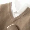 Suéter de Cachemira para Otoño e Invierno para Hombre, Cuello en V, Holgado, Cuello Dulce, Suéter Básico Casual de Negocios para Hombre