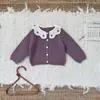 Cutemily Suéter Cárdigan de Ganchillo Hecho a Mano para Bebé Niña Otoño e Invierno Ins Suéter con Botones Retro de Color Contrastante para Bebé Niña