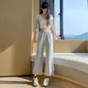 Calça de Caminhada Feminina com Resfriamento a Ar 2026 Verão Petite Reta Justa Calça de Moletom Emagrecedora Versátil Casual