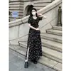 Vestido Floral Cuadrado Francés Ropa de Mujer Primavera 2024 Nuevo Spice Girls Cintura Ceñida Falda Larga Dividida Línea A