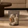 Balde de flor de barril de vinho multifuncional para escritório, lixeira para papel de lixo, estilo luxo leve, balde transparente para armazenamento de lixo, lixeira