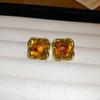 Aretes ovalados irregulares de aguja de plata chapados en oro, aretes elegantes Maillard, aretes retro de moda de alta calidad para mujer