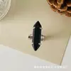 Anel de cristal rosa 8*31 coluna hexagonal dupla ponta incrustado jade ágata anel de amantes vivos processamento personalizado