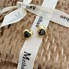 Brincos de Amor Zircônia Preta Simples de Nicho Brincos Femininos Agulha de Prata 925 Design Retrô Estilo Ins Brincos com Senso de Design