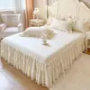 Comercio Exterior Transfronterizo Falda de Cama de Encaje Estilo Coreano Juego de Tres Piezas Falda de Cama Lavable a Máquina Color Sólido Sábana de Verano
