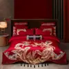 Casamento Casamento Vermelho Quatro Peças Luxo Leve 180 Algodão de Fibra Longa Capa de Edredom de Algodão Casamento Quarto de Casamento Edredom Roupa de Cama