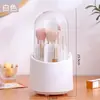 Tubo de armazenamento de pincéis de maquiagem simples à prova de poeira para pincéis barril de armazenamento de grande capacidade porta-canetas giratório 360 de mesa caixa de armazenamento