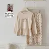 Pijama de Algodón Puro para Niñas con Conejo de Pan Otoño 2026, Clase A 100% Algodón Lindo Conjunto de Ropa de Casa con Encaje