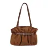 Bolsa Tote de Camurça Elegante e Simples para o Dia a Dia 2026 Nova Bolsa de Ombro Grande Capacidade Feminina Bolsa de Braço
