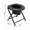 Banqueta metálica dobrável simples de aço carbono reforçado para idosos, resistente à sujeira, antiderrapante, reforçada, vaso sanitário móvel portátil para gestantes