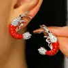 Brincos de Cartoon Lagosta com Pingente de Esmalte Personalidade Retrô para Mulheres Europeu Americano Transfronteiriço Pingente de Esmalte Cravejado com Strass Enfeites de Orelha de Animal Estilo Férias no Oceano