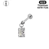 Pendientes de Aleación de Titanio F136 Colgante de Bala Rectangular Circonita Pendientes Verticales Cuerpo de Pendientes Joyería Piercing